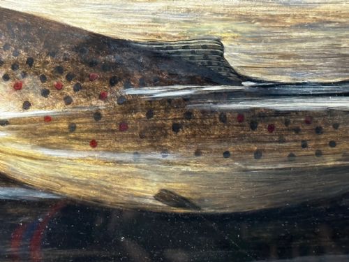 OIL PAINTING RAINBOW TROUT FISH SURFACING BY AUTHOR ROLAND KNIGHT - ADDITIONAL PHOTO 22