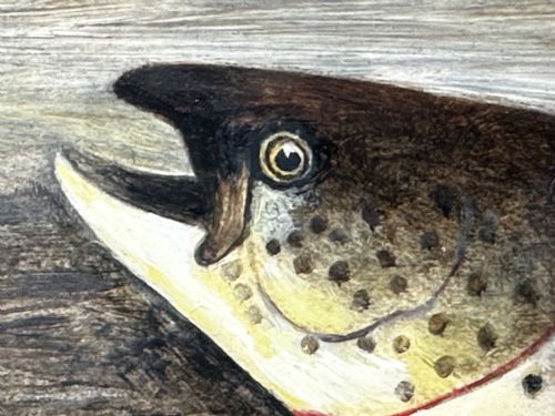 OIL PAINTING RAINBOW TROUT FISH SURFACING BY AUTHOR ROLAND KNIGHT - ADDITIONAL PHOTO 24