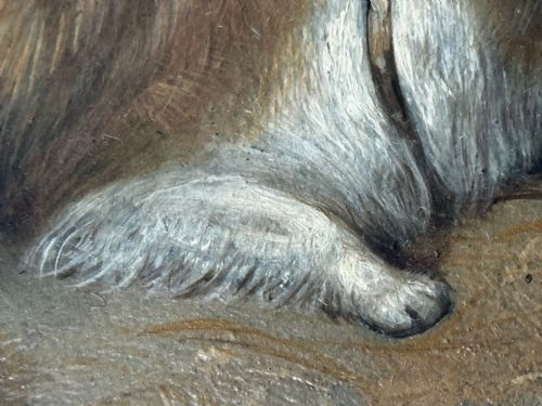 OIL PAINTING 2 TERRIER DOGS ON THE SCENT RATTING GEORGE ARMFIELD C1867 - ADDITIONAL PHOTO 28
