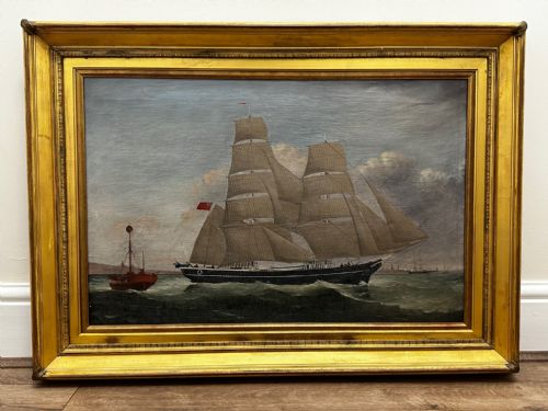 OIL PAINTING MARINE BRIGG SHIP SUSANNAH THRIFT PILOT ST NICHOLAS - ADDITIONAL PHOTO 1