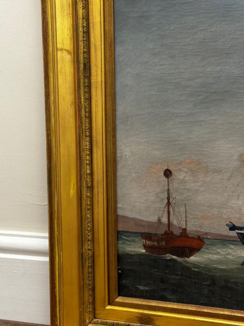 OIL PAINTING MARINE BRIGG SHIP SUSANNAH THRIFT PILOT ST NICHOLAS - ADDITIONAL PHOTO 2