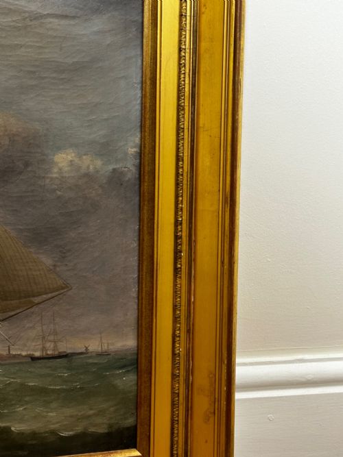 OIL PAINTING MARINE BRIGG SHIP SUSANNAH THRIFT PILOT ST NICHOLAS - ADDITIONAL PHOTO 4