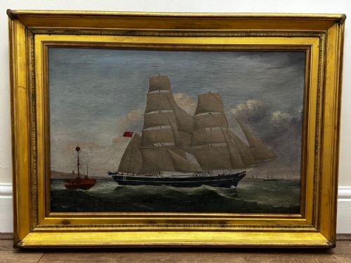 OIL PAINTING MARINE BRIGG SHIP SUSANNAH THRIFT PILOT ST NICHOLAS - ADDITIONAL PHOTO 5