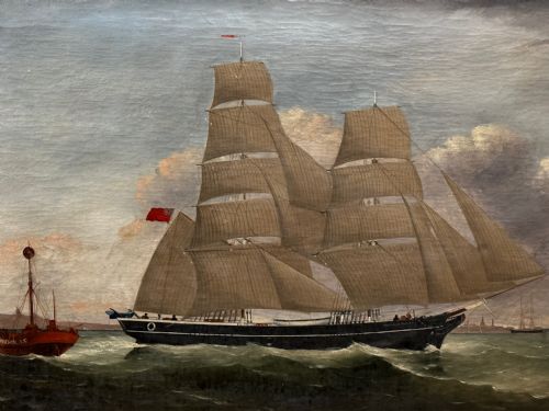 OIL PAINTING MARINE BRIGG SHIP SUSANNAH THRIFT PILOT ST NICHOLAS - ADDITIONAL PHOTO 7