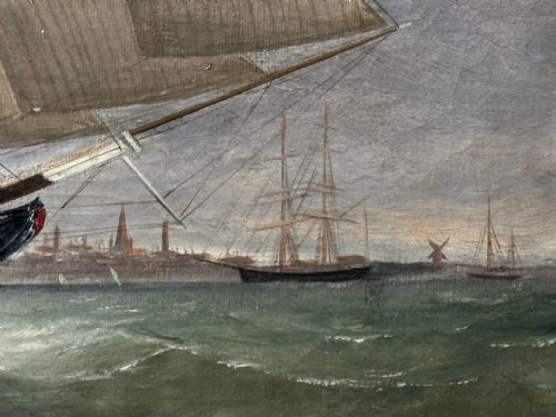 OIL PAINTING MARINE BRIGG SHIP SUSANNAH THRIFT PILOT ST NICHOLAS - ADDITIONAL PHOTO 10