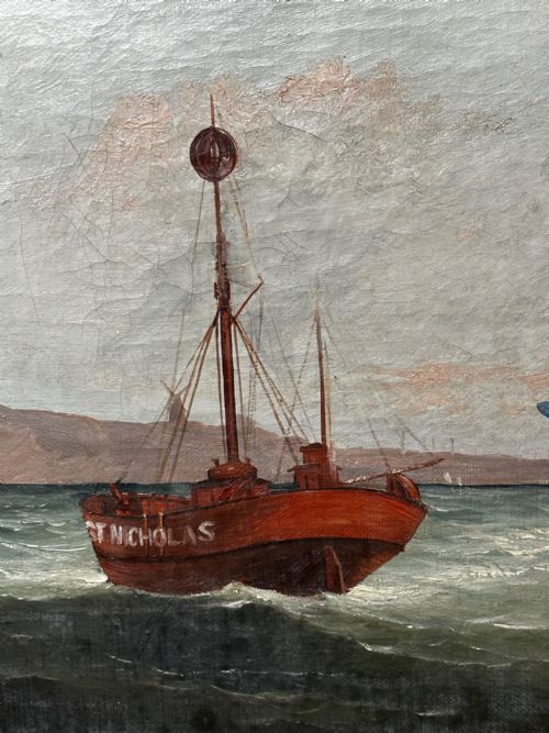 OIL PAINTING MARINE BRIGG SHIP SUSANNAH THRIFT PILOT ST NICHOLAS - ADDITIONAL PHOTO 25
