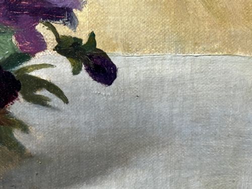 DANISH OIL PAINTING STILL LIFE PANSIES FLOWERS SIGNED EMMA LFFLER - ADDITIONAL PHOTO 26