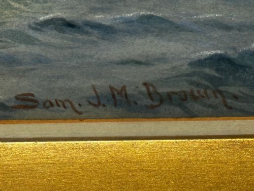VICTORIAN MARINE WATERCOLOUR BARQUE SHIP BY SAMUEL JOHN MILTON BROWN - ADDITIONAL PHOTO 9