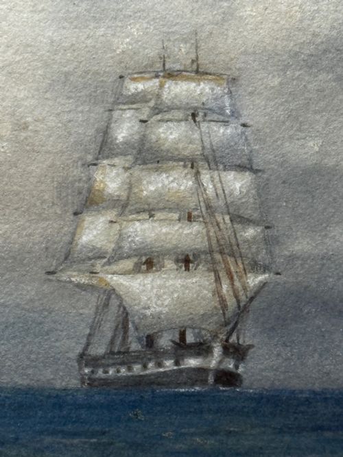 VICTORIAN MARINE WATERCOLOUR BARQUE SHIP BY SAMUEL JOHN MILTON BROWN - ADDITIONAL PHOTO 14