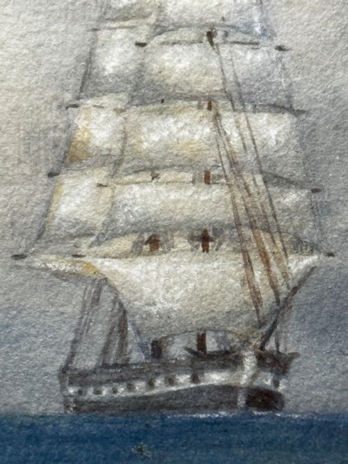 VICTORIAN MARINE WATERCOLOUR BARQUE SHIP BY SAMUEL JOHN MILTON BROWN - ADDITIONAL PHOTO 15