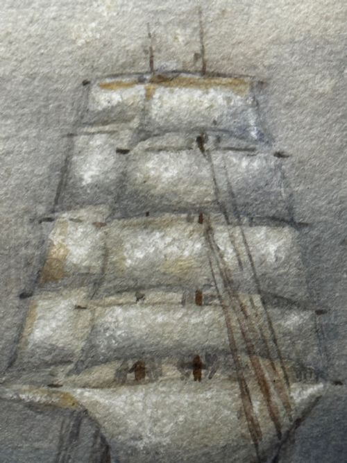 VICTORIAN MARINE WATERCOLOUR BARQUE SHIP BY SAMUEL JOHN MILTON BROWN - ADDITIONAL PHOTO 16