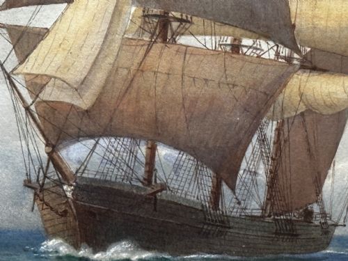 VICTORIAN MARINE WATERCOLOUR BARQUE SHIP BY SAMUEL JOHN MILTON BROWN - ADDITIONAL PHOTO 17