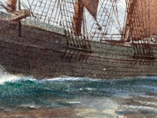 VICTORIAN MARINE WATERCOLOUR BARQUE SHIP BY SAMUEL JOHN MILTON BROWN - ADDITIONAL PHOTO 19