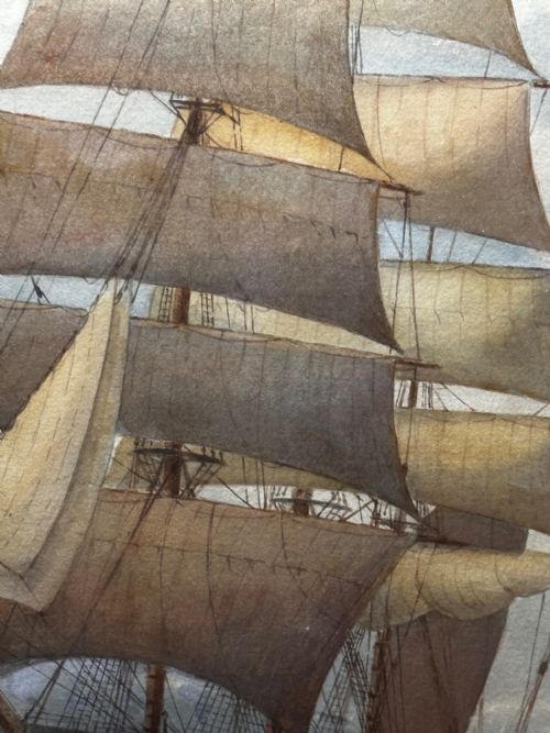 VICTORIAN MARINE WATERCOLOUR BARQUE SHIP BY SAMUEL JOHN MILTON BROWN - ADDITIONAL PHOTO 21