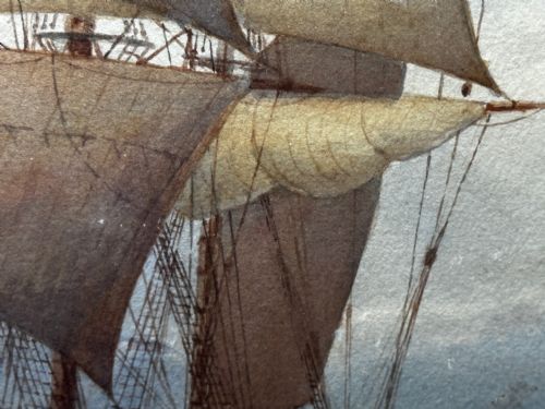 VICTORIAN MARINE WATERCOLOUR BARQUE SHIP BY SAMUEL JOHN MILTON BROWN - ADDITIONAL PHOTO 23