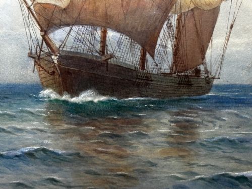 VICTORIAN MARINE WATERCOLOUR BARQUE SHIP BY SAMUEL JOHN MILTON BROWN - ADDITIONAL PHOTO 28