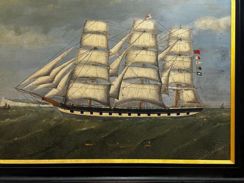 VICTORIAN OIL PAINTING MARINE CLIPPER SHIP CRUSADER OFF ISLE OF WIGHT - ADDITIONAL PHOTO 6