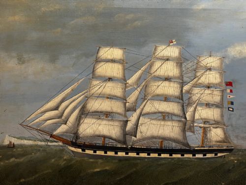 VICTORIAN OIL PAINTING MARINE CLIPPER SHIP CRUSADER OFF ISLE OF WIGHT - ADDITIONAL PHOTO 8