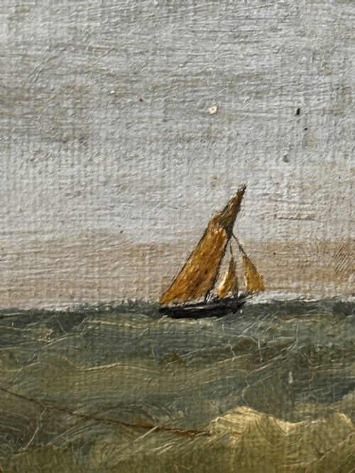 VICTORIAN OIL PAINTING MARINE CLIPPER SHIP CRUSADER OFF ISLE OF WIGHT - ADDITIONAL PHOTO 11