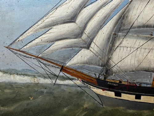 VICTORIAN OIL PAINTING MARINE CLIPPER SHIP CRUSADER OFF ISLE OF WIGHT - ADDITIONAL PHOTO 16