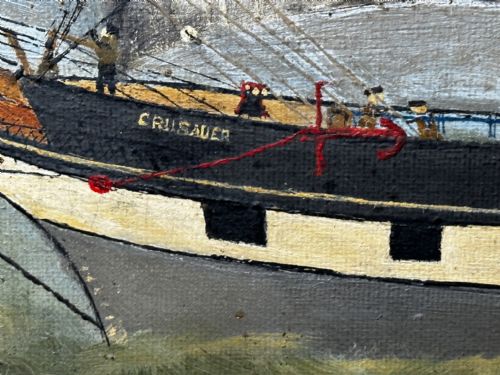 VICTORIAN OIL PAINTING MARINE CLIPPER SHIP CRUSADER OFF ISLE OF WIGHT - ADDITIONAL PHOTO 17