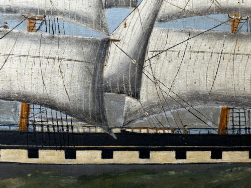 VICTORIAN OIL PAINTING MARINE CLIPPER SHIP CRUSADER OFF ISLE OF WIGHT - ADDITIONAL PHOTO 20