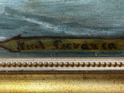 VICTORIAN PAINTING MARINE SCHOONER SHIP LEVONIA OFF COAST PORTSMOUTH - ADDITIONAL PHOTO 10