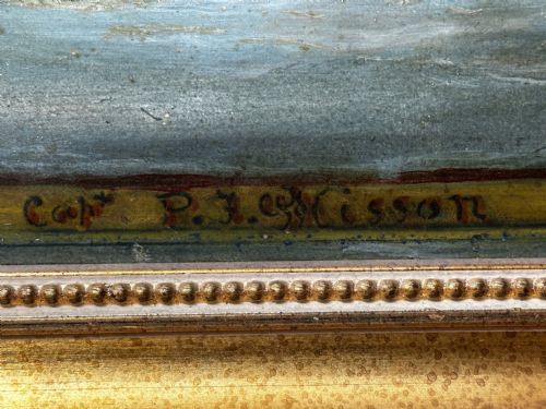 VICTORIAN PAINTING MARINE SCHOONER SHIP LEVONIA OFF COAST PORTSMOUTH - ADDITIONAL PHOTO 11