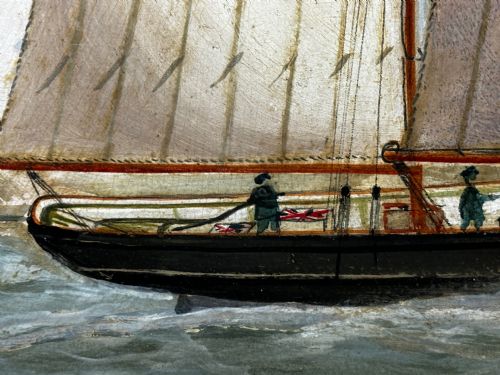 VICTORIAN PAINTING MARINE SCHOONER SHIP LEVONIA OFF COAST PORTSMOUTH - ADDITIONAL PHOTO 13