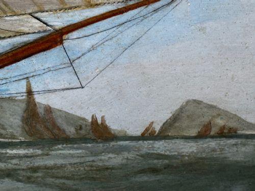 VICTORIAN PAINTING MARINE SCHOONER SHIP LEVONIA OFF COAST PORTSMOUTH - ADDITIONAL PHOTO 15
