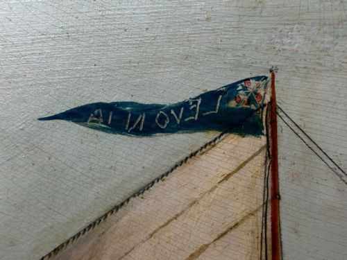 VICTORIAN PAINTING MARINE SCHOONER SHIP LEVONIA OFF COAST PORTSMOUTH - ADDITIONAL PHOTO 17