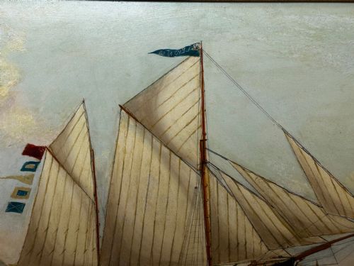 VICTORIAN PAINTING MARINE SCHOONER SHIP LEVONIA OFF COAST PORTSMOUTH - ADDITIONAL PHOTO 18