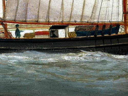 VICTORIAN PAINTING MARINE SCHOONER SHIP LEVONIA OFF COAST PORTSMOUTH - ADDITIONAL PHOTO 20
