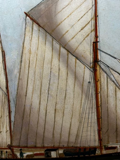 VICTORIAN PAINTING MARINE SCHOONER SHIP LEVONIA OFF COAST PORTSMOUTH - ADDITIONAL PHOTO 28