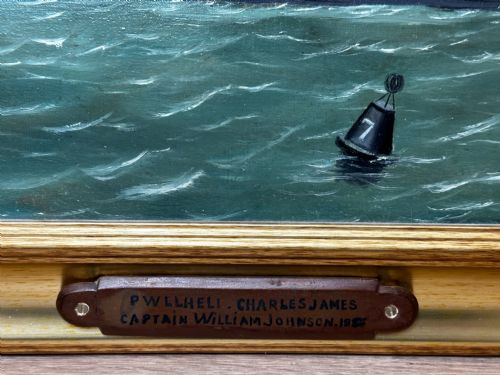 VICTORIAN OIL PAINTING BARQUENTINE SHIP CHARLES JAMES OFF DUNKIRK - ADDITIONAL PHOTO 6