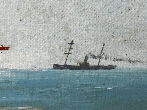 VICTORIAN OIL PAINTING BARQUENTINE SHIP CHARLES JAMES OFF DUNKIRK - ADDITIONAL PHOTO 9