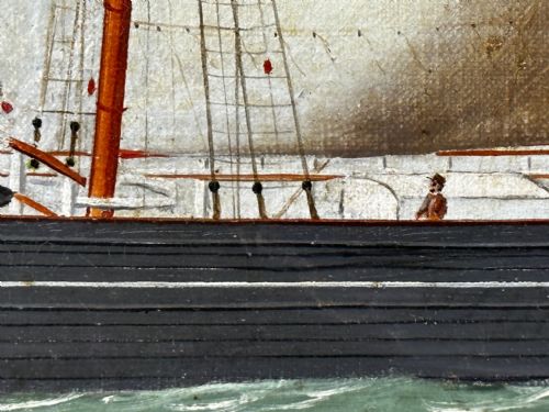 VICTORIAN OIL PAINTING BARQUENTINE SHIP CHARLES JAMES OFF DUNKIRK - ADDITIONAL PHOTO 16