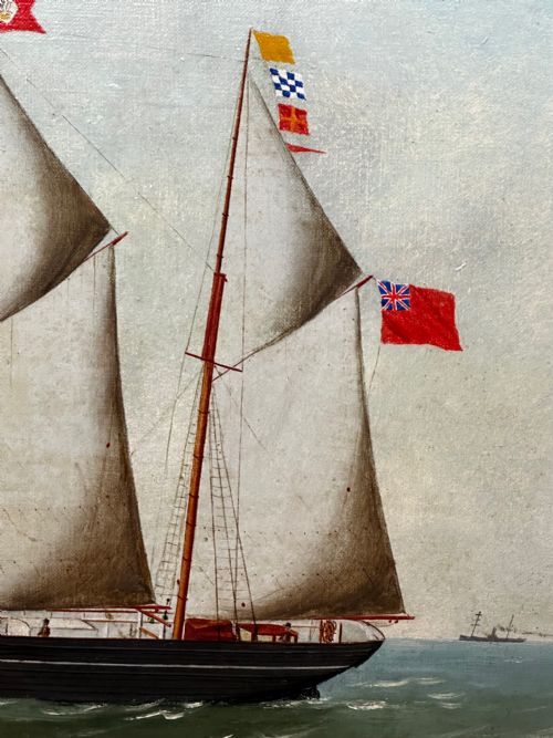 VICTORIAN OIL PAINTING BARQUENTINE SHIP CHARLES JAMES OFF DUNKIRK - ADDITIONAL PHOTO 18