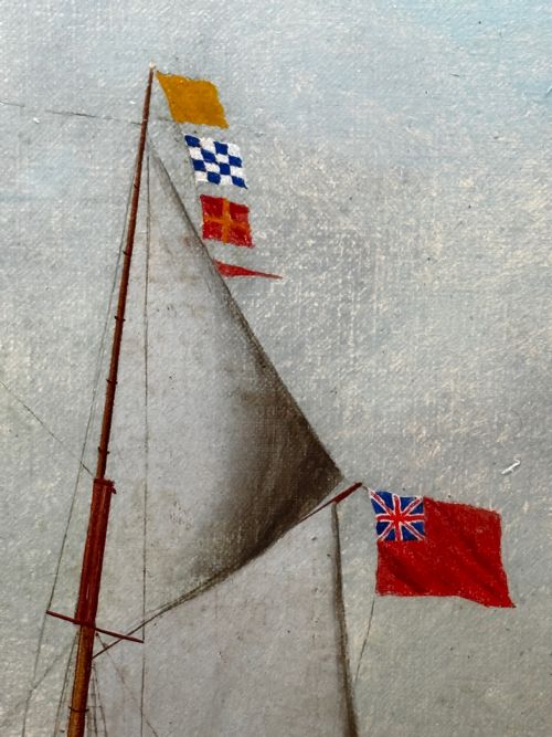VICTORIAN OIL PAINTING BARQUENTINE SHIP CHARLES JAMES OFF DUNKIRK - ADDITIONAL PHOTO 19