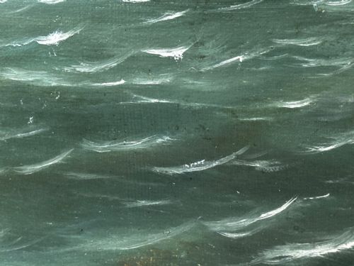 VICTORIAN OIL PAINTING BARQUENTINE SHIP CHARLES JAMES OFF DUNKIRK - ADDITIONAL PHOTO 23