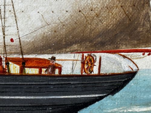 VICTORIAN OIL PAINTING BARQUENTINE SHIP CHARLES JAMES OFF DUNKIRK - ADDITIONAL PHOTO 25