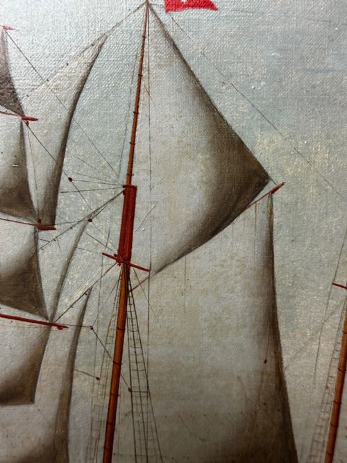 VICTORIAN OIL PAINTING BARQUENTINE SHIP CHARLES JAMES OFF DUNKIRK - ADDITIONAL PHOTO 28