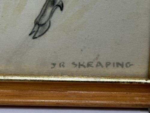 WATERCOLOUR PENCIL THE DEER SIGNED BY JOHN RATTENBURY SKEAPING - ADDITIONAL PHOTO 2