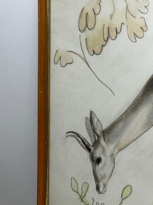 WATERCOLOUR PENCIL THE DEER SIGNED BY JOHN RATTENBURY SKEAPING - ADDITIONAL PHOTO 3