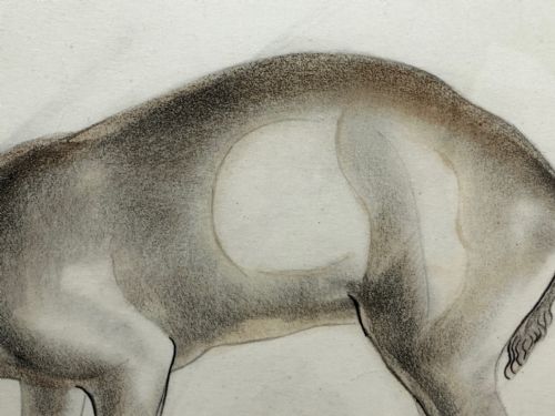 WATERCOLOUR PENCIL THE DEER SIGNED BY JOHN RATTENBURY SKEAPING - ADDITIONAL PHOTO 10