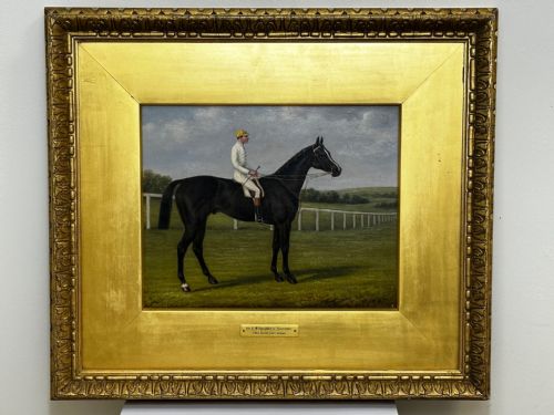 19TH CENTURY OIL PAINTING RACE HORSE HARVESTER JOCKEY DERBY WINNER - ADDITIONAL PHOTO 1