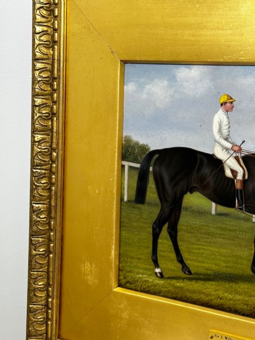 19TH CENTURY OIL PAINTING RACE HORSE HARVESTER JOCKEY DERBY WINNER - ADDITIONAL PHOTO 3