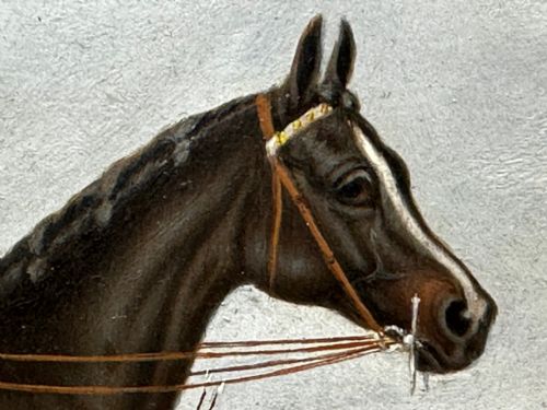 19TH CENTURY OIL PAINTING RACE HORSE HARVESTER JOCKEY DERBY WINNER - ADDITIONAL PHOTO 15