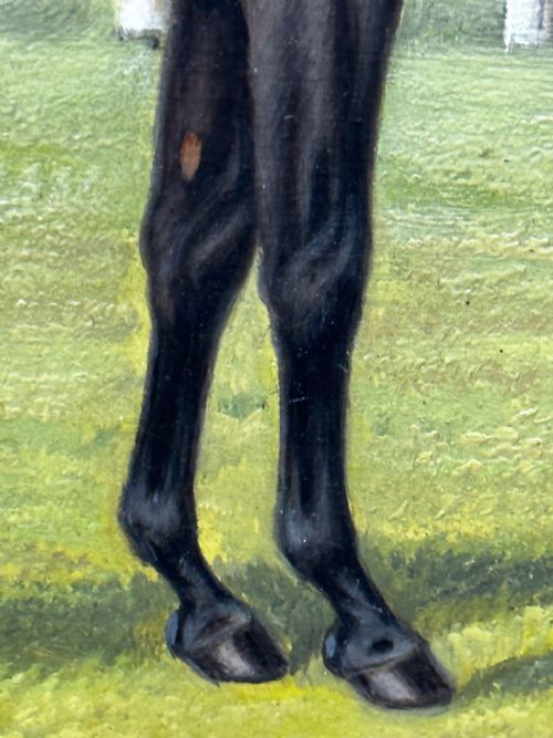 19TH CENTURY OIL PAINTING RACE HORSE HARVESTER JOCKEY DERBY WINNER - ADDITIONAL PHOTO 20