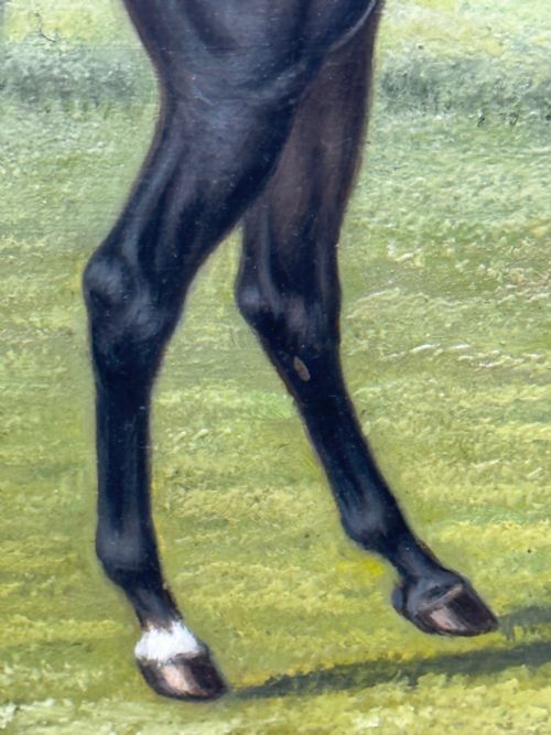 19TH CENTURY OIL PAINTING RACE HORSE HARVESTER JOCKEY DERBY WINNER - ADDITIONAL PHOTO 21